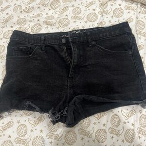 Black denim shorts